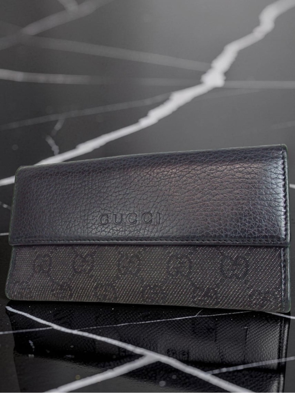 GUCCI Black Denim Signature Continental Wallet 🤩🖤🔥